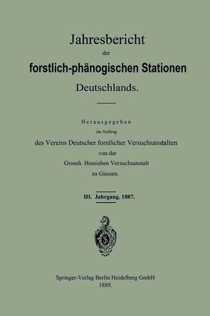 Jahresbericht der forstlich-phänologischen Stationen Deutschlands von Vereins deutscher forstlicher Versuchsanstalten