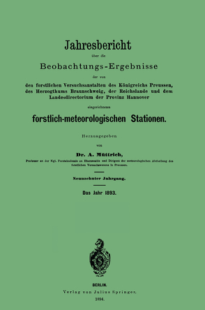 Jahresbericht über die Beobachtungs – Ergebnisse von Müttrich,  A.