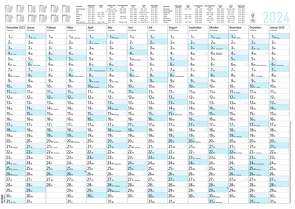 Jahresplaner 14 Monate 2024 – Plakat-Kalender 86×61 cm – Ferienübersicht – Arbeitstagezählung – Alpha Edition