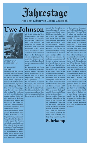 Jahrestage 1 von Johnson,  Uwe