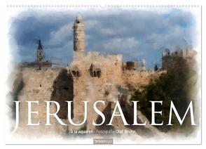 Jerusalem à la aquarell (Wandkalender 2024 DIN A2 quer), CALVENDO Monatskalender von Bruhn,  Olaf