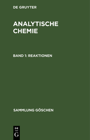 Johannes Hoppe: Analytische Chemie / Reaktionen von Hoppe,  Johannes