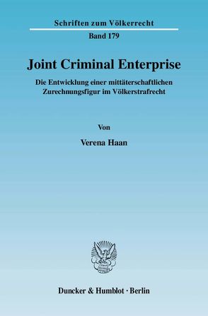 Joint Criminal Enterprise. von Haan,  Verena