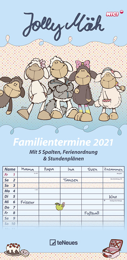 Jolly Mäh Familienplaner 2021 – Familien-Timer – Termin-Planer – Kinder-Kalender – Familien-Kalender – 22×45