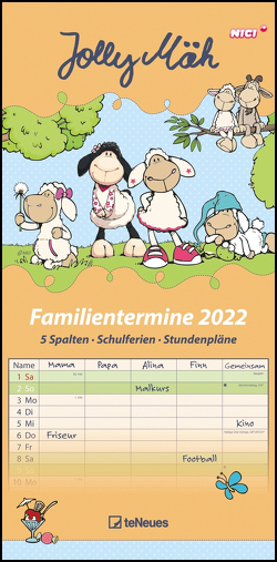 Jolly Mäh Familienplaner 2022 – Familien-Timer – Termin-Planer – Kinder-Kalender – Familien-Kalender – 22×45