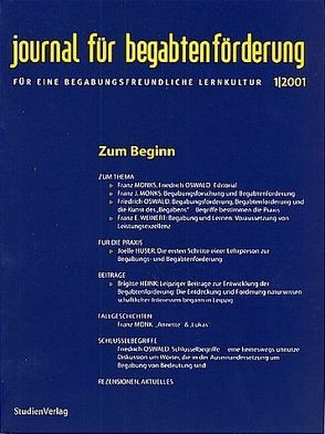 journal für begabtenförderung 1/2001 von journal für begabtenförderung