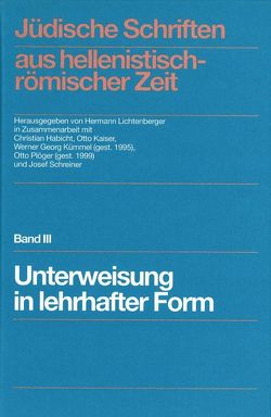 Jüdische Schriften aus hellenistisch-römischer Zeit, Bd 3: Unterweisung in lehrhafter Form / Jüdische Schriften aus hellenistisch-römischer Zeit, Band III – Buchdecke