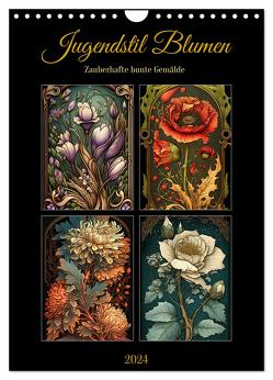 Jugendstil Blumen (Wandkalender 2024 DIN A4 hoch), CALVENDO Monatskalender von Löwer,  Sabine