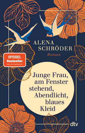 Junge Frau, am Fenster stehend, Abendlicht, blaues Kleid von Schröder,  Alena