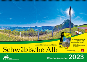 Schwäbische Alb 2023 Kalender [Wandkalender, Format DIN A3 (42 cm x 29,7 cm)] [Mit 12 Wandervorschlägen und Informationen als PDF zum Download via QR-Code]