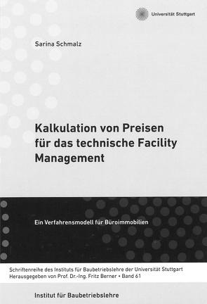 Kalkulation von Preisen für das technische Facility Management von Schmalz,  Sarina