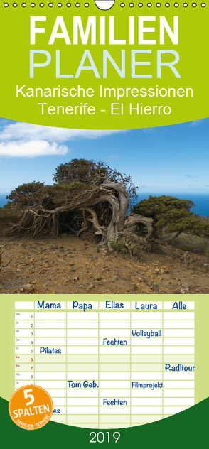 Kanarische Impressionen Tenerife – El Hierro – Familienplaner hoch (Wandkalender 2019 , 21 cm x 45 cm, hoch) von Dummermuth,  Stefan