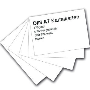 Karteikarten 500 Stück A7 weiß blanko von Ademo,  Verlag