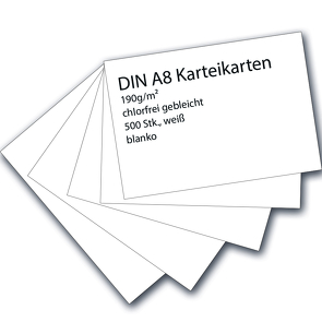 Karteikarten 500 Stück A8 weiß blanko von Ademo,  Verlag