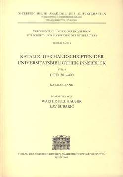 Katalog der Handschriften der Universitätsbibliothek Innsbruck von Neuhauser,  Walter