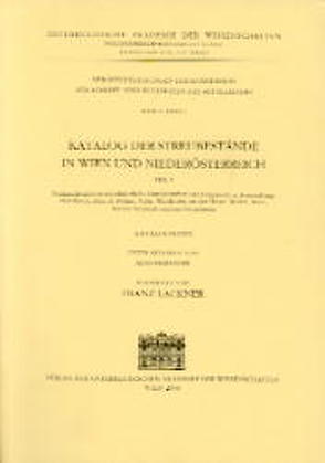 Katalog der Streubestände in Wien und Niederösterreich von Lackner,  Franz