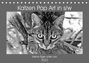 Katzen Pop Art in s/w – Kleine Tiger unter uns (Tischkalender 2023 DIN A5 quer) von Bönner,  Marion