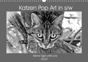 Katzen Pop Art in s/w – Kleine Tiger unter uns (Wandkalender 2022 DIN A3 quer) von Bönner,  Marion