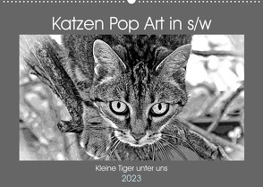 Katzen Pop Art in s/w – Kleine Tiger unter uns (Wandkalender 2023 DIN A2 quer) von Bönner,  Marion