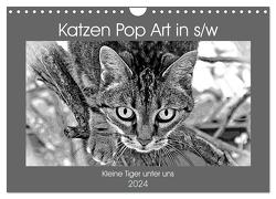 Katzen Pop Art in s/w – Kleine Tiger unter uns (Wandkalender 2024 DIN A4 quer), CALVENDO Monatskalender von Bönner,  Marion