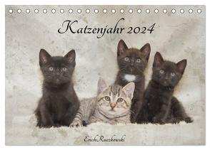 Katzenjahr 2024 (Tischkalender 2024 DIN A5 quer), CALVENDO Monatskalender von Ruczkowski,  Erich