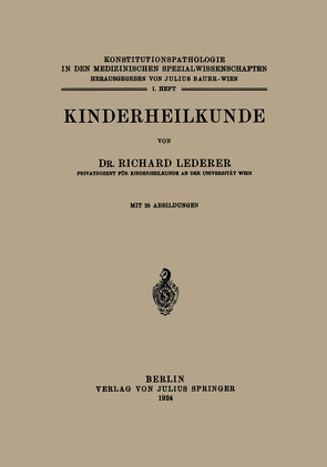 Kinderheilkunde von Krehl,  Ludolf, Lederer,  Richard