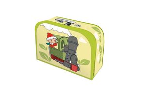 Trötsch Kinderkoffer „Sandmann“ Lokomotive medium, Pappkoffer, Koffer aus Pappe, Geschenk Verpackung, Gutschein Verpackung,Spielkoffer, Metallgriff und Metallhenkel, Reisekoffer Kinder