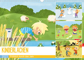 KINDERLACHEN – Fröhlich durch das Jahr – Ein Kinderkalender (Wandkalender 2023 DIN A3 quer) von katelein