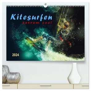 Kitesurfen extrem cool (hochwertiger Premium Wandkalender 2024 DIN A2 quer), Kunstdruck in Hochglanz von Roder,  Peter