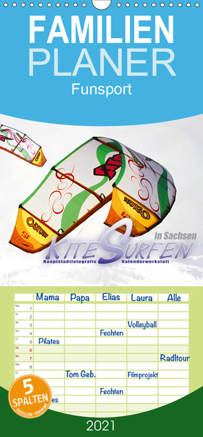 Kitesurfen in Sachsen – Familienplaner hoch (Wandkalender 2021 , 21 cm x 45 cm, hoch) von HauptstadtfotografiX