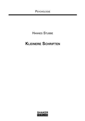 Kleinere Schriften von Stubbe,  Hannes