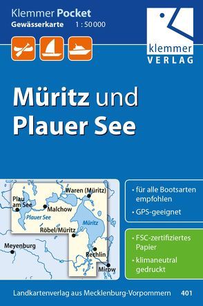 Klemmer Pocket Gewässerkarte Müritz und Plauer See von Goerlt,  Heidi, Klemmer,  Klaus, Kuhlmann,  Christian, Wachter,  Thomas