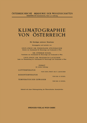 Klimatographie von Österreich von Eckel,  O., Lauscher,  F., Steinhauser,  F.