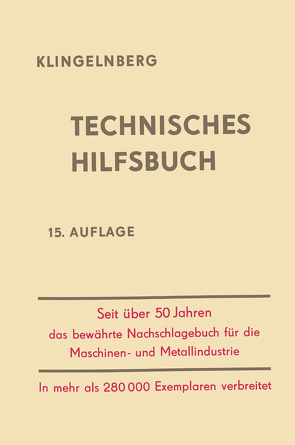 Klingelnberg Technisches Hilfsbuch von Klingelnberg,  W. Ferdinand, Pohl,  Fritz, Reindl,  Rudolf