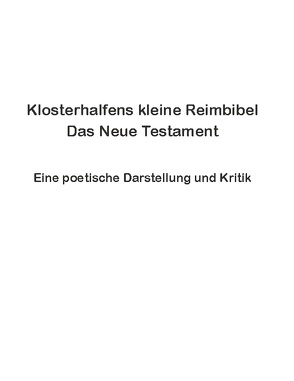 Klosterhalfens kleine Reimbibel von Klosterhalfen,  Wolfgang