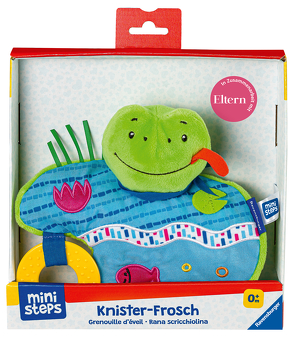 Ravensburger ministeps 4156 Knister-Frosch, Schmusetuch mit Beißring und Knister-Geräusch, Baby Spielzeug ab 0 Monate