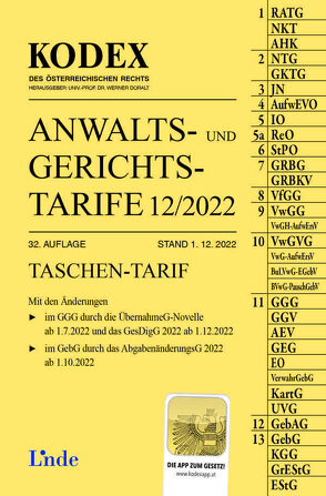 KODEX Anwalts- und Gerichtstarife 12/2022 von Dokalik,  Dietmar, Doralt,  Werner