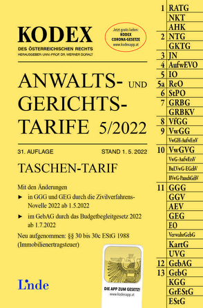 KODEX Anwalts- und Gerichtstarife 5/2022 von Dokalik,  Dietmar, Doralt,  Werner