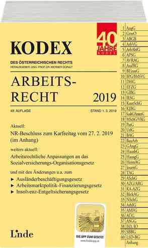 KODEX Arbeitsrecht 2019 von Doralt,  Werner, Ercher-Lederer,  Gerda, Stech,  Edda