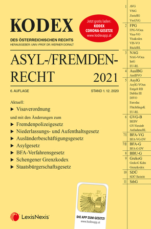 KODEX Asyl- und Fremdenrecht 2021 – inkl. App von Doralt,  Werner, Grosinger,  Walter