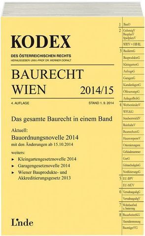 KODEX Baurecht Wien 2014/15 von Doralt,  Werner, Fuchs,  Gerald