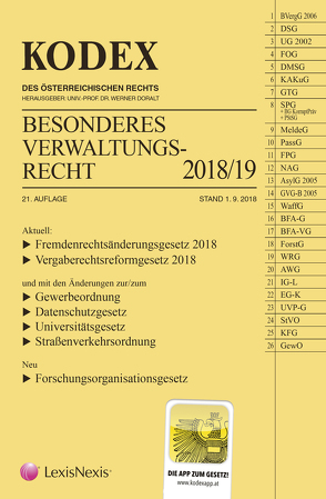 KODEX Besonderes Verwaltungsrecht 2018/19 von Doralt,  Werner, Ennöckl,  Daniel