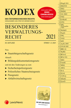 KODEX Besonderes Verwaltungsrecht 2021 von Doralt,  Werner, Ennöckl,  Daniel