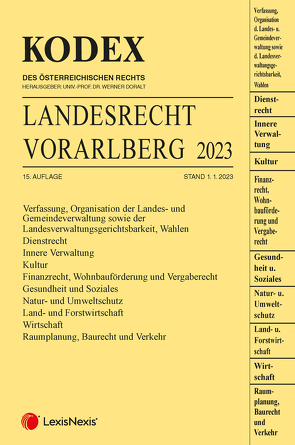 KODEX Landesrecht Vorarlberg 2023 von Doralt,  Werner, Melk,  Klara