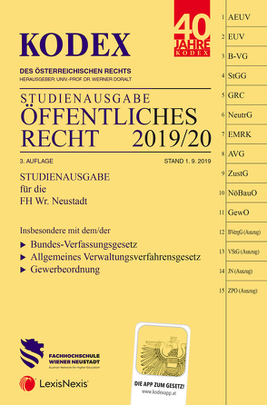 KODEX Öffentliches Recht 2019/20 von Doralt,  Werner, Preining,  Vanessa