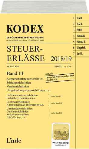 KODEX Steuer-Erlässe 2018/19 Band III von Bodis,  Andrei, Doralt,  Werner