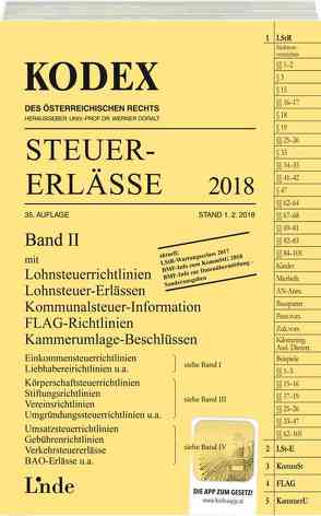 KODEX Steuer-Erlässe 2018, Band II von Bodis,  Andrei, Doralt,  Werner