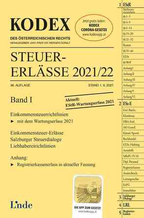 KODEX Steuer-Erlässe 2021/22, Band I von Doralt,  Werner, Titz-Frühmann,  Elisabeth