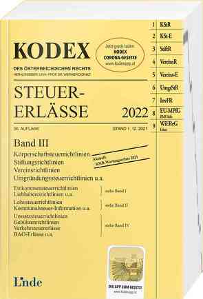 KODEX Steuer-Erlässe 2022 Band III von Doralt,  Werner, Titz-Frühmann,  Elisabeth