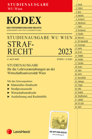 KODEX Strafrecht für die WU 2023 – inkl. App von Doralt,  Werner